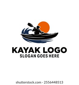 kayaking sport silhouette logo design