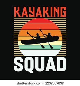 Kayaking Squad Retro Sunset funny t-shirt design