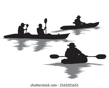 Kayaking Team Adventure in the Lake on illustration graphic vector