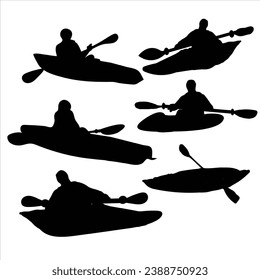 
kayaking vector bundle kayak, sport, vector, silhouette, boat,