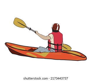 Kayaking vector print design. kayak training illustration t-shirt design. Kayak trip artwork.