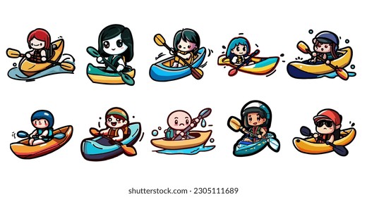 Kayaking vector set collection graphic clipart design