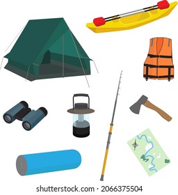 Kayaking vector set for decor