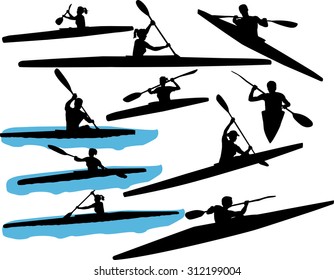 kayaking vector silhouette