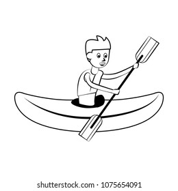 Kayaking Water Sport On Black White Stock Vector (Royalty Free ...