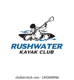 Kayaking water sport vector illustration, perfect for extreme river adventure vacation and Event Championship logo design