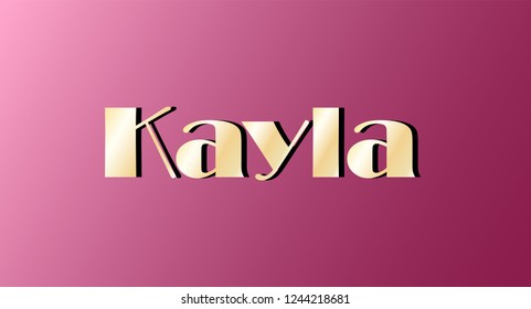 Kayla. Gold Shining Name Isolated On Pink Background. Happy Birthday And Angel Day Concept. Vector Illustration