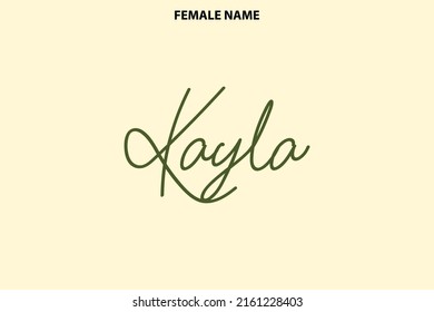 Kayla Handwritten Calligraphy Personal Girl Name on Yellow Background