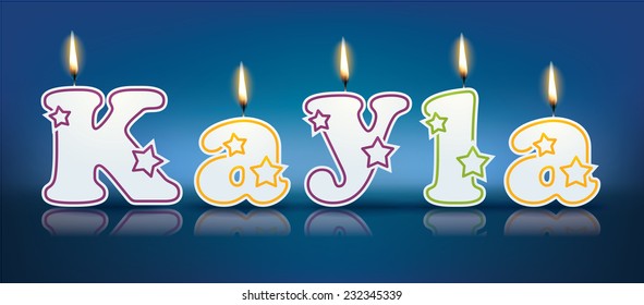 KAYLA escrito con velas encendidas - ilustración vectorial
