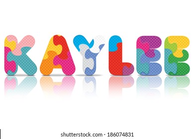 KAYLEE written with alphabet puzzle - vector illustration