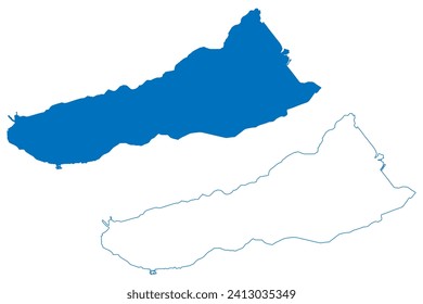 Kayrakkum Lake (Republic of Tajikistan) map vector illustration, scribble sketch Reservoir Tajik Sea, Qayroqqum, Qayraqqum, Kayrakum or Kairakum Dam map