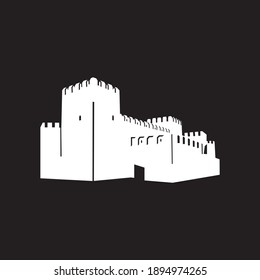 Kayseri Castle vector illustration. Black background