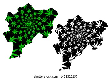 Kayseri (Provinces of the Republic of Turkey) map is designed cannabis leaf green and black, Kayseri ili map made of marijuana (marihuana,THC) foliage,