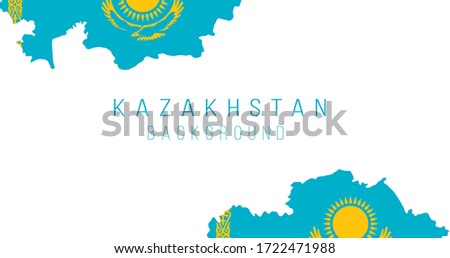 Kazachstan flag map background. The flag of the country in the form of borders. Stock vector illustration isolated on white background.