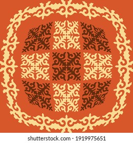 Kazakh asian nomadic design tribes on background