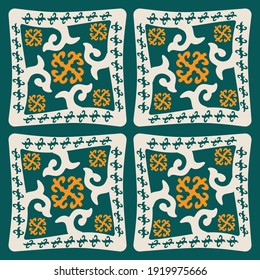 Kazakh asian nomadic design tribes on background
