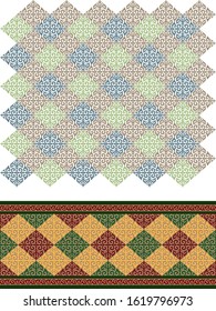 Kazakh carpet ornaments. Seamless traditional patterns of Kazakhs. Background, texture, design life of nomads. Ancient Turkic ornaments. Customs and traditions of Kazakhstan. Decorative art of nomads