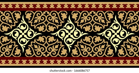 Kazakh carpet ornaments. Traditional patterns of Kazakhs. Background, texture, design life of nomads. Ancient Turkic ornaments. Art, customs and traditions of Kazakhstan. Decorative art of nomads