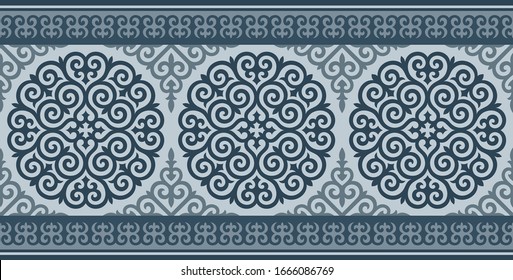 Kazakh carpet ornaments. Traditional patterns of Kazakhs. Background, texture, design life of nomads. Ancient Turkic ornaments. Art, customs and traditions of Kazakhstan. Decorative art of nomads