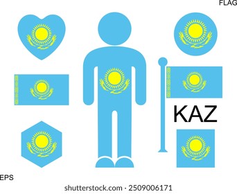 Kazakh flag. Isolated Kazakh flag on white background