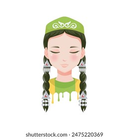 kazakh girl wearing traditional kazakh clothes clipart