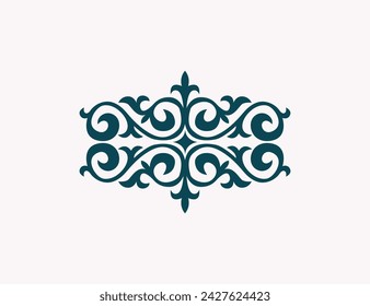 Kazakh national ornament. Vector ethnic isolated element on pale background. Asian floral abstract element of the national pattern