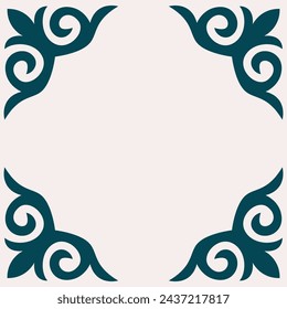 Kazakh national ornament. Vector ethnic isolated element on pale background. Asian floral abstract element of the national pattern