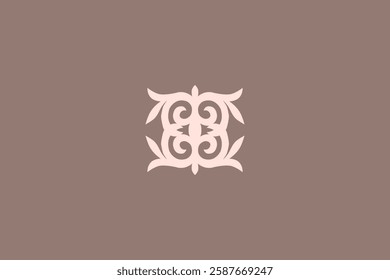 Kazakh national ornament. Vector ethnic isolated element on pale background. Asian floral abstract element of the national pattern