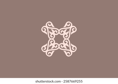 Kazakh national ornament. Vector ethnic isolated element on pale background. Asian floral abstract element of the national pattern