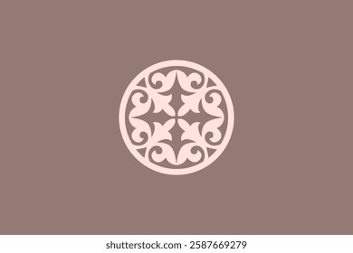 Kazakh national ornament. Vector ethnic isolated element on pale background. Asian floral abstract element of the national pattern