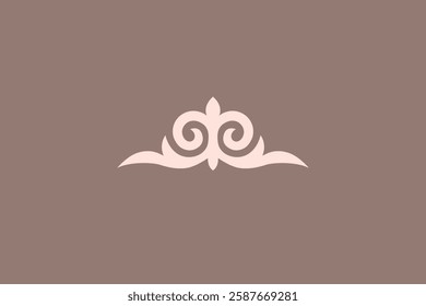 Kazakh national ornament. Vector ethnic isolated element on pale background. Asian floral abstract element of the national pattern