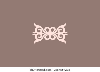 Kazakh national ornament. Vector ethnic isolated element on pale background. Asian floral abstract element of the national pattern