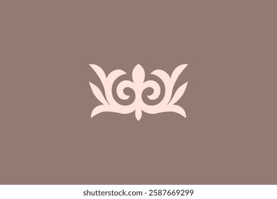 Kazakh national ornament. Vector ethnic isolated element on pale background. Asian floral abstract element of the national pattern