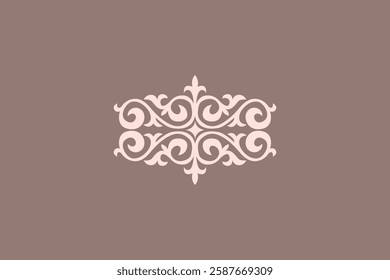 Kazakh national ornament. Vector ethnic isolated element on pale background. Asian floral abstract element of the national pattern