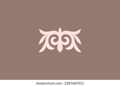 Kazakh national ornament. Vector ethnic isolated element on pale background. Asian floral abstract element of the national pattern