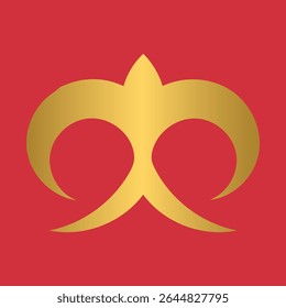 Kazakh national ornament. Vector ethnic isolated element on red background. Asian floral abstract elements of the national pattern