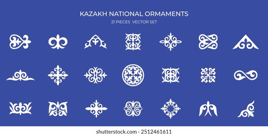 Kazakh national ornament. Vector modern isolated elements set. Asian ethnic isolated abstract element of the national pattern.