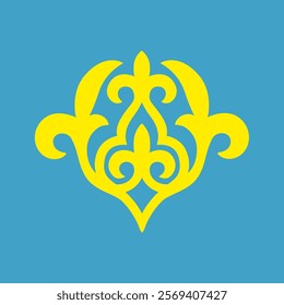 Kazakh national pattern and ornaments. Vector illustration frame design of Kazakhstan flag and pattern. Turk circle pattern, Central Asia pattern, Kyrgyzstan, Uzbekistan