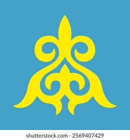 Kazakh national pattern and ornaments. Vector illustration frame design of Kazakhstan flag and pattern. Turk circle pattern, Central Asia pattern, Kyrgyzstan, Uzbekistan