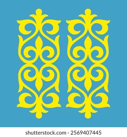 Kazakh national pattern and ornaments. Vector illustration frame design of Kazakhstan flag and pattern. Turk circle pattern, Central Asia pattern, Kyrgyzstan, Uzbekistan