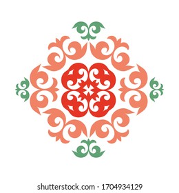 Kazakh national pink ornaments and patterns.