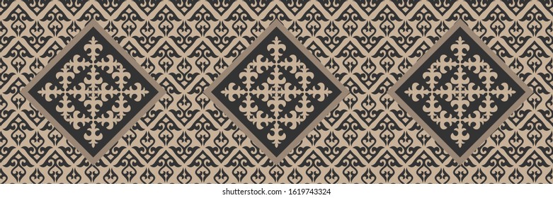 Kazakh nomadic tribes on background
