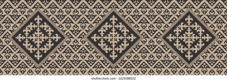 Kazakh nomadic tribes on background