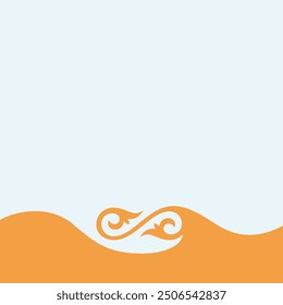 Kazakh ornament blank banner, the lower part of the template is decorated with an object with a wavy line turning into a traditional Turkic pattern