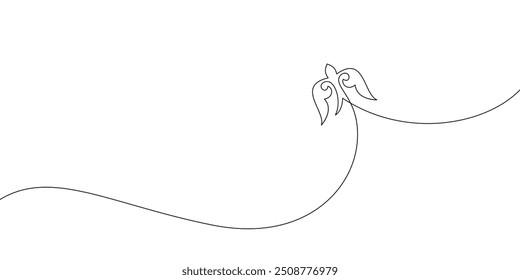 Kazakh ornament continuous line drawing, Kus kanat (bird's wings) Representing freedom and happiness, Bird flying freely over the Kazakh steppe, Vector illustration nomad traditional design element