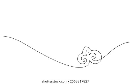 Kazakh ornament continuous line drawing, Vector illustration design element made of one thin line