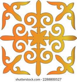 Kazakh ornament design. Vintage ornate linear ornament in Kazakh traditional style. Abstract Asian elements of the national pattern of the ancient nomads