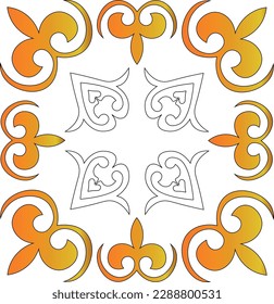 Kazakh ornament design. Vintage ornate linear ornament in Kazakh traditional style. Abstract Asian elements of the national pattern of the ancient nomads