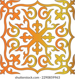 Kazakh ornament design. Vintage ornate linear ornament in Kazakh traditional style. Abstract Asian elements of the national pattern of the ancient nomads