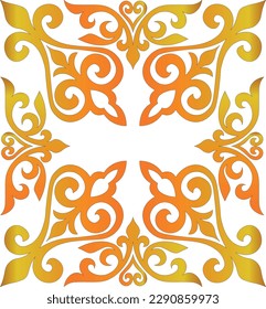 Kazakh ornament design. Vintage ornate linear ornament in Kazakh traditional style. Abstract Asian elements of the national pattern of the ancient nomads